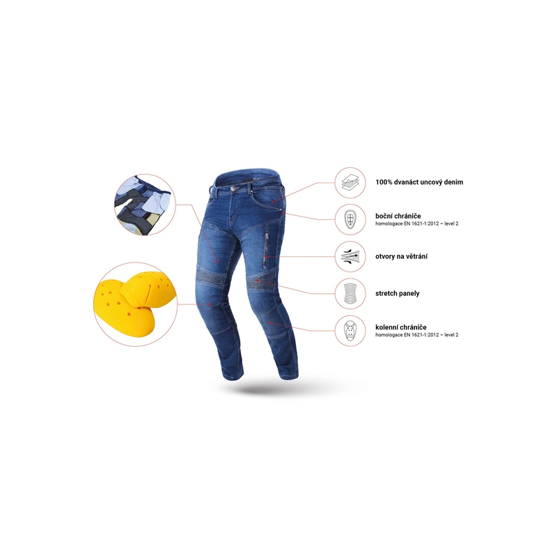 Blugi scurtați pentru moto Street Racer Basic II CE Blue