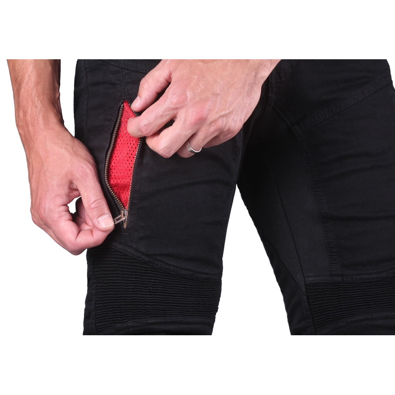 Blugi motociclisți Street Racer Stretch II CE Cropped negri