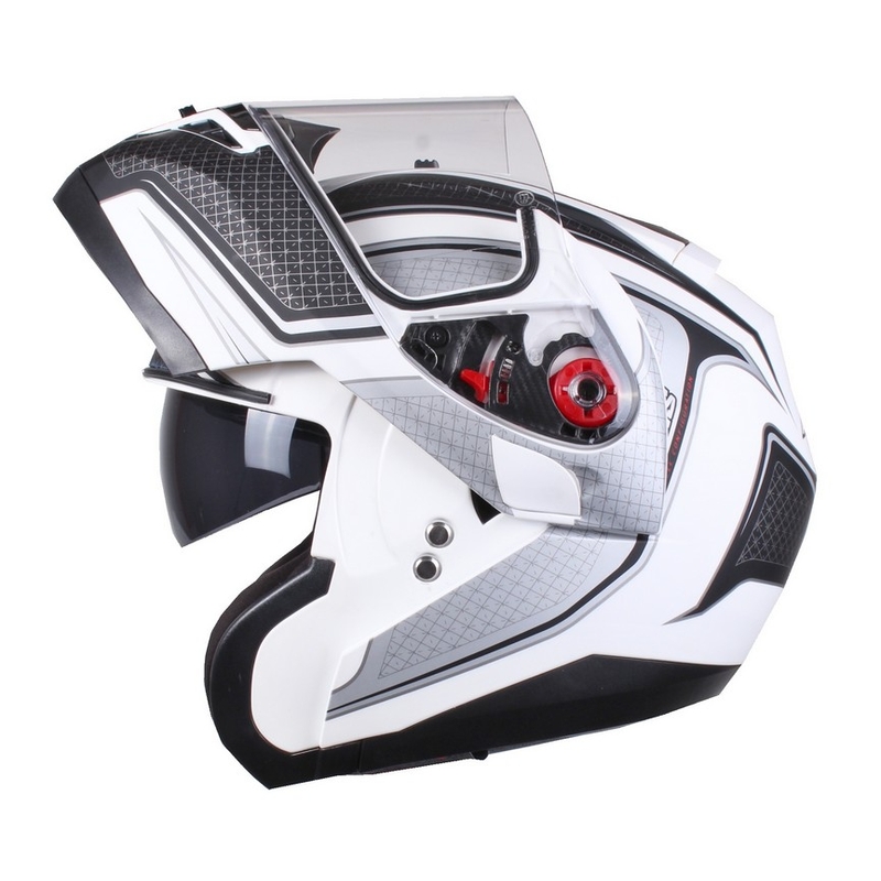 Axxis Optimus negru-argintiu-alb tip-up casca de motocicletă lichidare