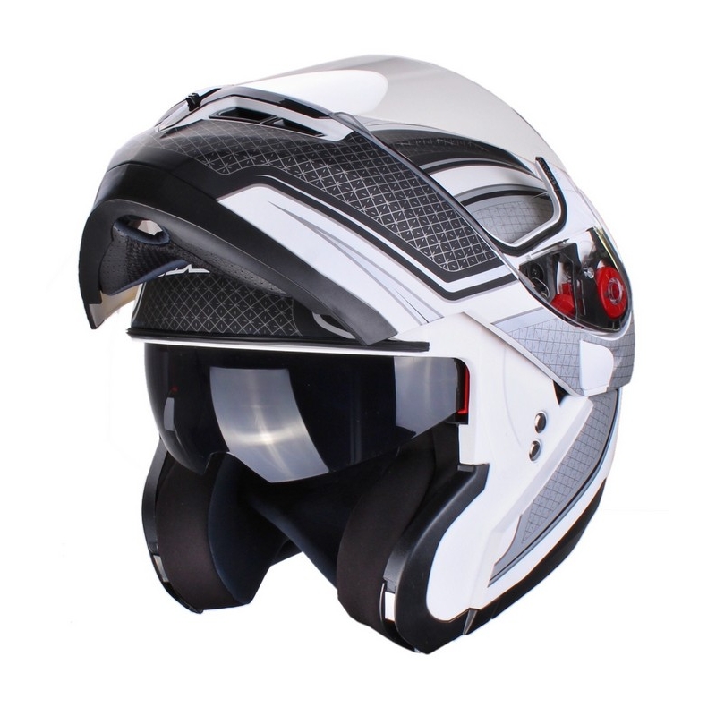 Axxis Optimus negru-argintiu-alb tip-up casca de motocicletă lichidare
