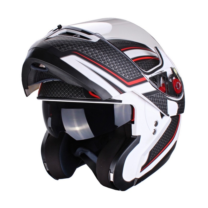 Axxis Optimus negru-roșu-alb tip-up casca de motocicletă lichidare