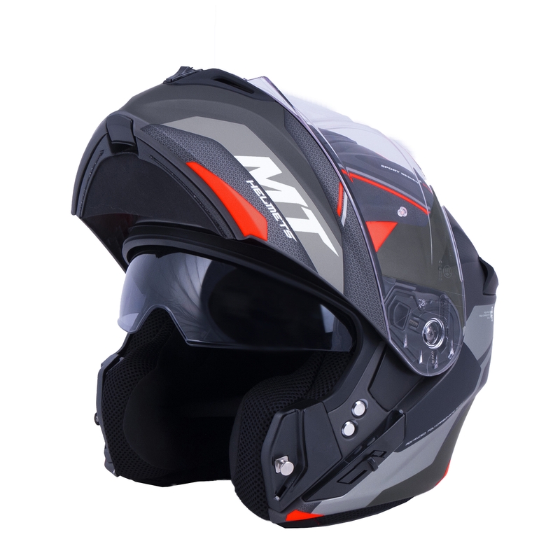 MT Storm ST-ONE cască de motocicletă negru-gri-roșu