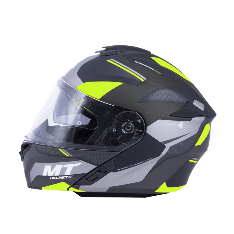 MT Storm ST-ONE cască de motocicletă negru-cenușiu-galben-fluo tip-up lichidare