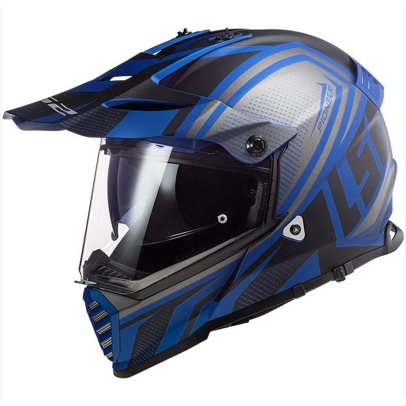 Cască de enduro LS2 MX436 Pioneer EVO Master negru-argintiu-albastru