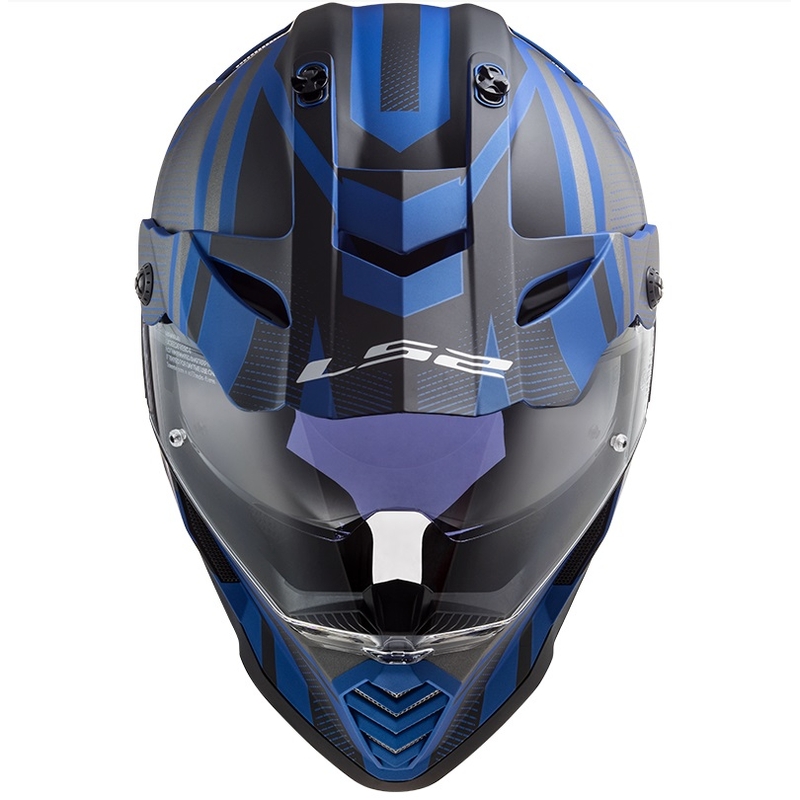 Cască de enduro LS2 MX436 Pioneer EVO Master negru-argintiu-albastru