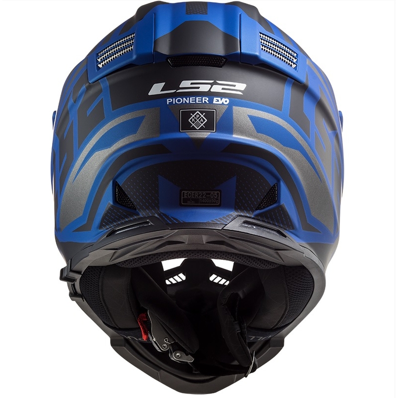 Cască de enduro LS2 MX436 Pioneer EVO Master negru-argintiu-albastru