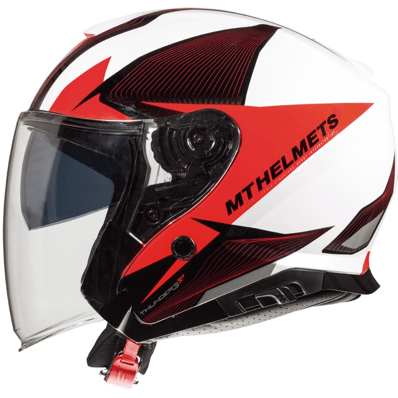 Cască de motocicletă deschisă MT Thunder 3 SV Wing negru-alb-roșu - calitate II