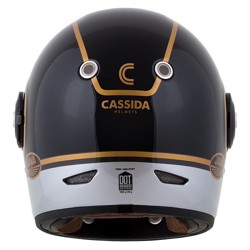 Cască integrală pentru motociclete Cassida Fibre Jawa Sport negru-argintiu-auriu