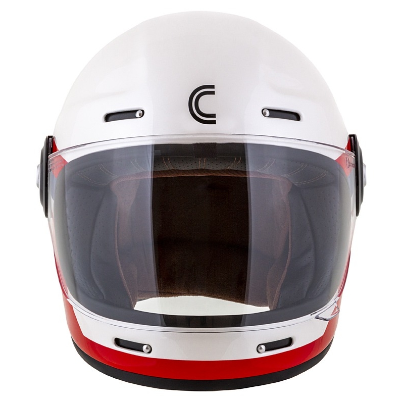 Cască de motociclist integrală Cassida Fibre OPG alb-albastru-roșu