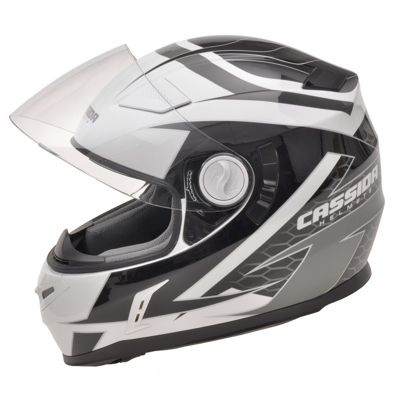 Cască de motocicletă Cassida Evo negru-gri-alb-argintiu