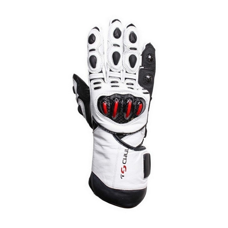 Mănuși de motociclete Tschul 270 alb-negru lichidare