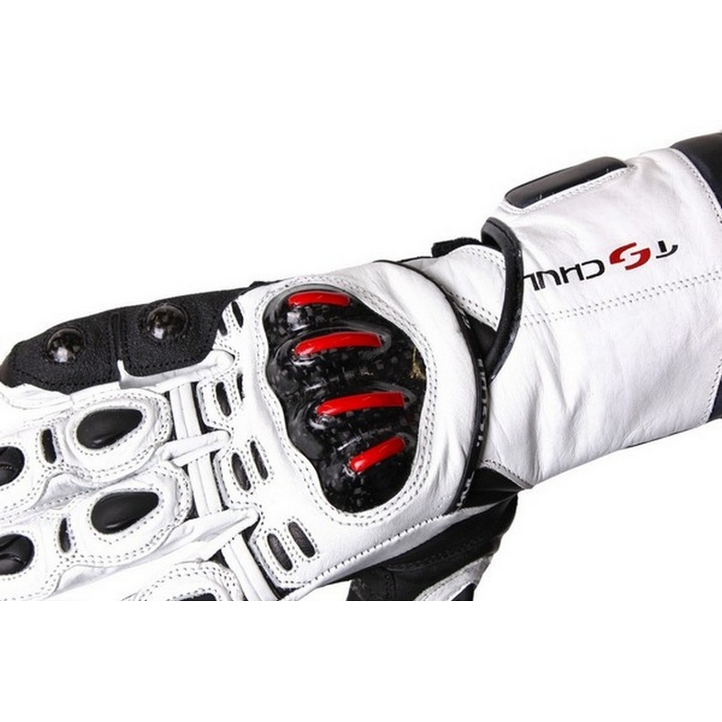 Mănuși de motociclete Tschul 270 alb-negru lichidare