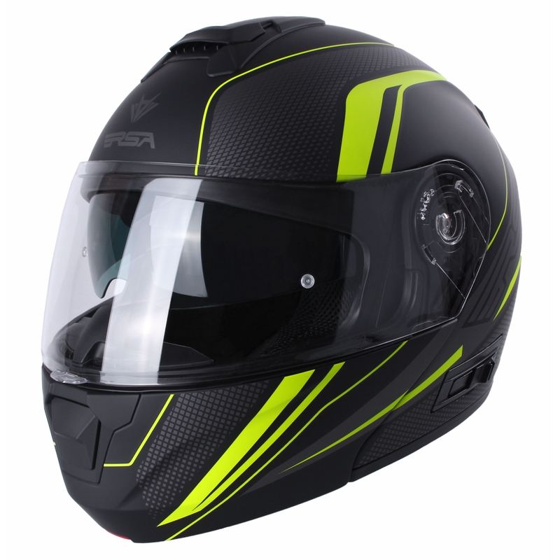 Cască moto modulabilă RSA Rival negru-gri-galben fluorescent