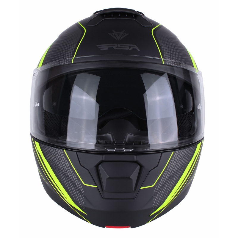 Cască moto modulabilă RSA Rival negru-gri-galben fluorescent