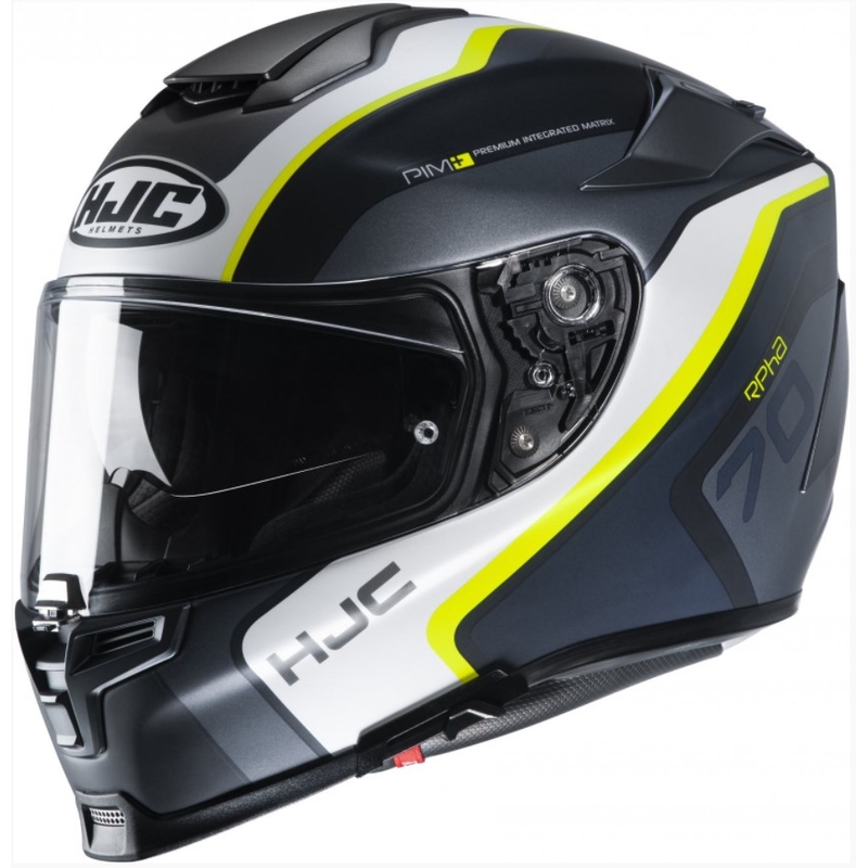 Cască integrală de motocicletă HJC RPHA 70 Kroon MC4HSF gri-alb-alb-galben