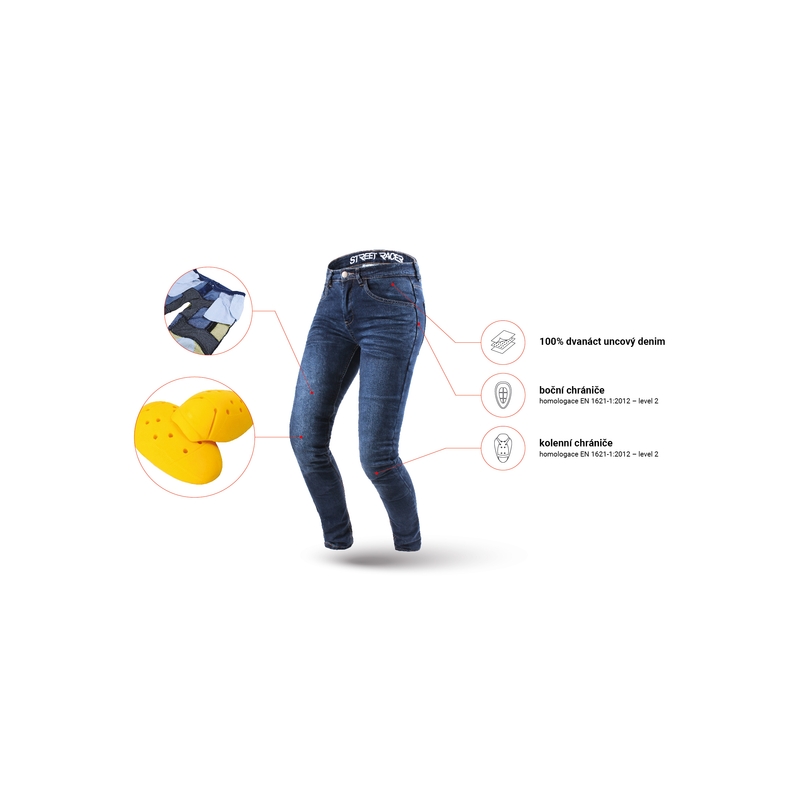 Blugi moto pentru femei Street Racer Daily albastru - calitate II