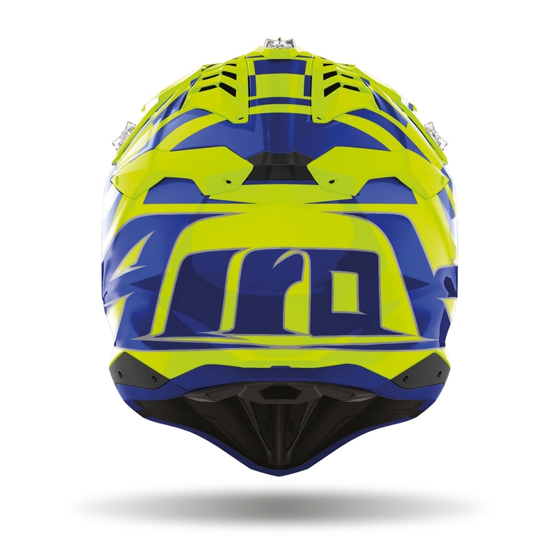 Cască de motocros Airoh Aviator 3.0 TC21 2022 albastru-fluo-galben lucios lichidare