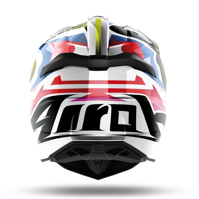 Cască de motocros Airoh Strycker View 2022 albastru-roz-alb lucioasă