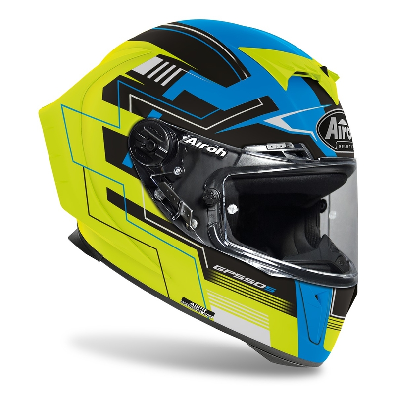 Cască de motocicletă integrală Airoh GP550 S Challenge 2022 galben-albastru mat