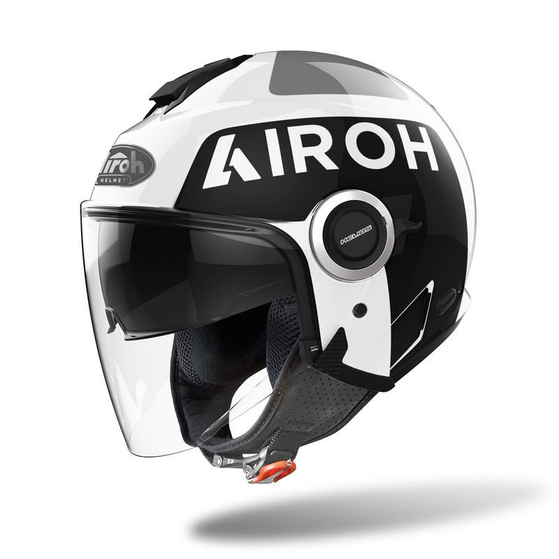 Cască de motocicletă deschisă Airoh Helios Up 2022 negru și alb