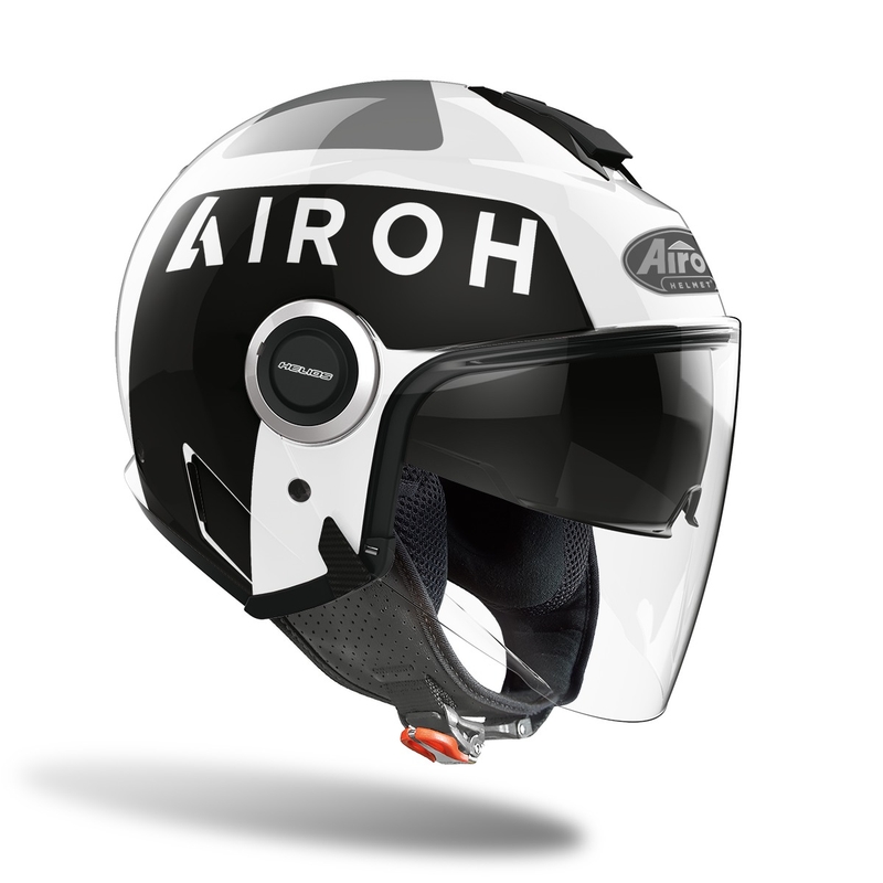 Cască de motocicletă deschisă Airoh Helios Up 2022 negru și alb