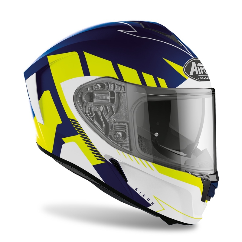 Cască de motociclist integrală Airoh Spark Rise 2022 albastru-galben mată Airoh Spark Rise 2022 lichidare