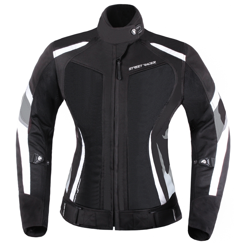 Geacă moto pentru femei Street Racer Elite negru-alb - calitate II