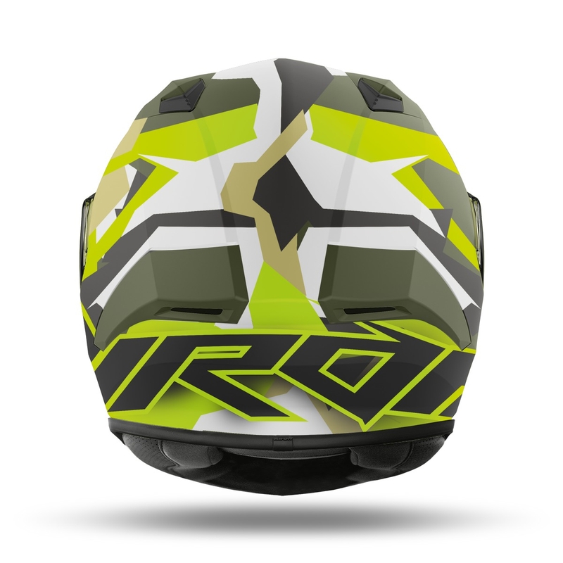 Cască de motocicletă integrală Airoh Valor Army 2022 alb-caki-verde fluo