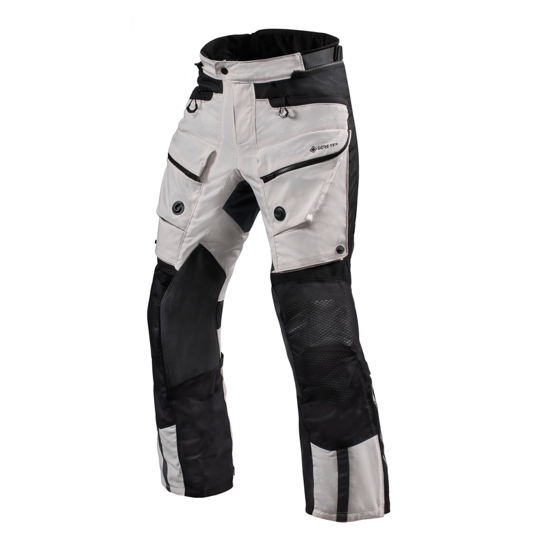Pantaloni de motocicletă Revit Defender 3 GTX argintiu-negru extinși