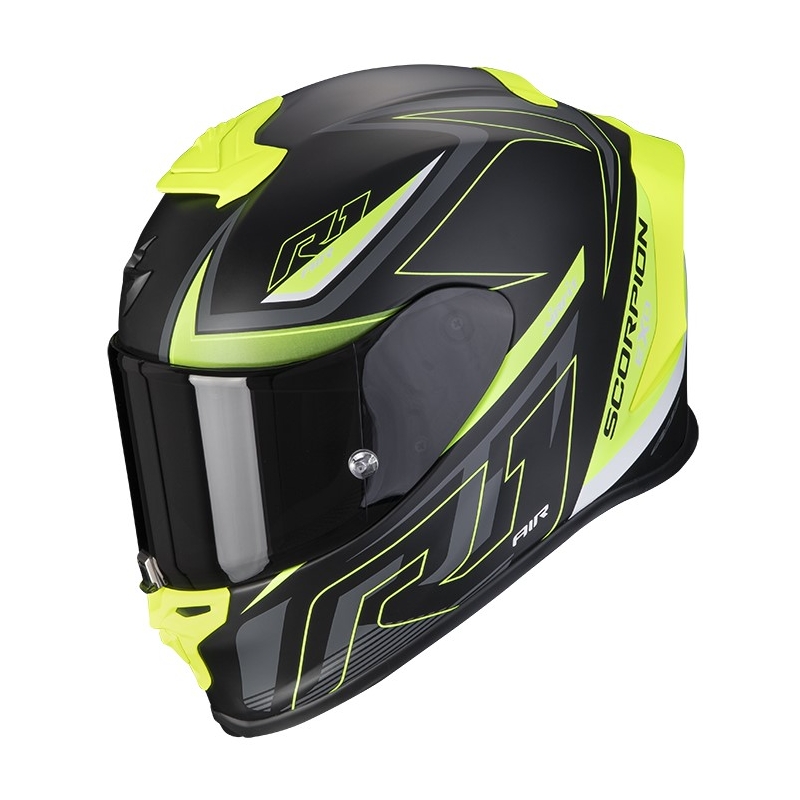 Cască integrală pentru motociclete Scorpion EXO-R1 Air Gaz negru-galben-fluo