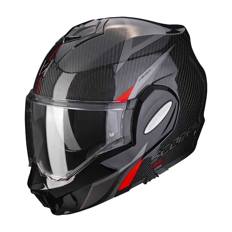 Cască de protecție Scorpion EXO-TECH Carbon Top negru-roșu tipping