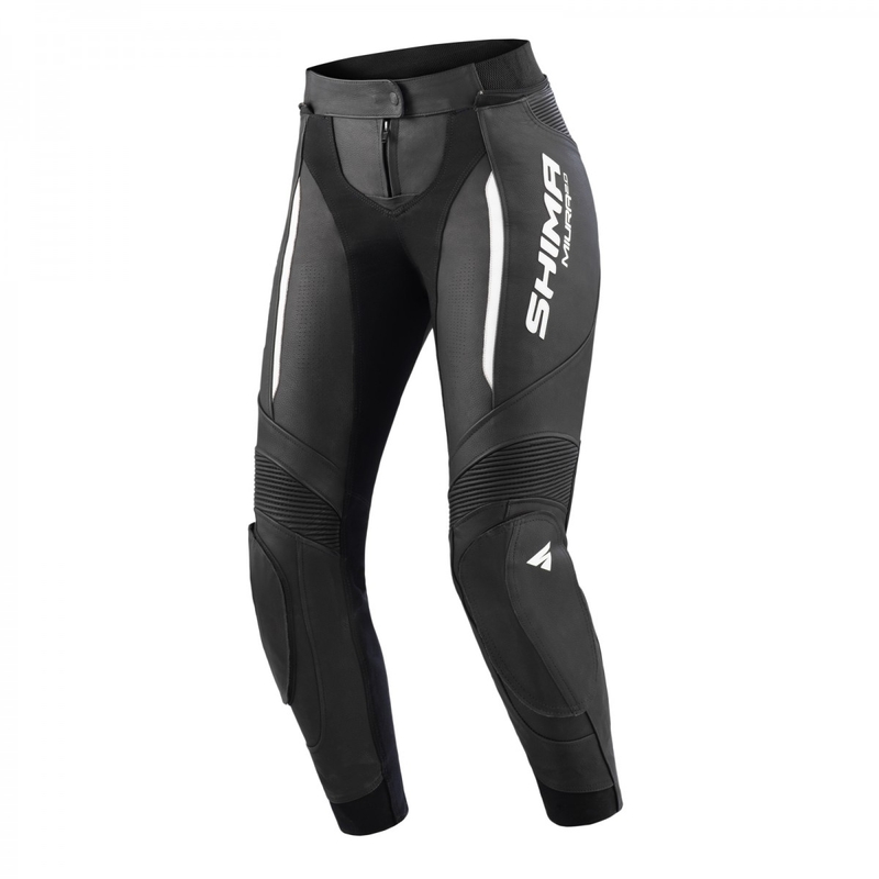 Pantaloni de motocicletă Shima Miura 2.0 negru și alb pentru femei Shima Miura 2.0 negru și alb