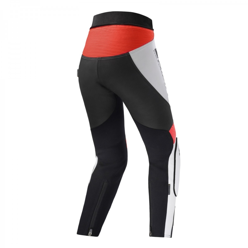 Pantaloni de motocicletă Shima Miura 2.0 Black-White-Fluo Red pentru femei Shima Miura 2.0 Black-White-Fluo Red