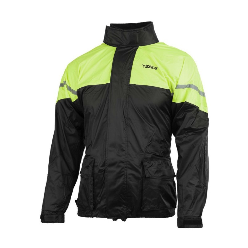 Jachetă de ploaie pentru motociclete SECA Rain negru-galben-fluo lichidare