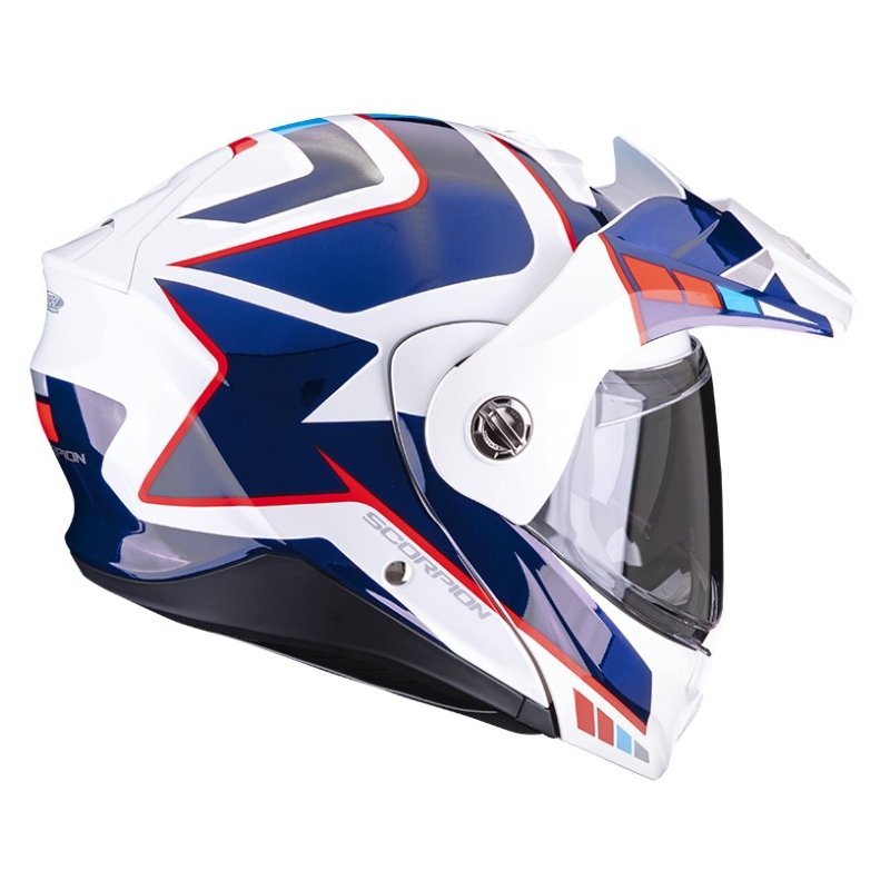 Cască de motocicletă SCORPION ADX-2 CAMINO pearl alb-albastru-roșu lichidare