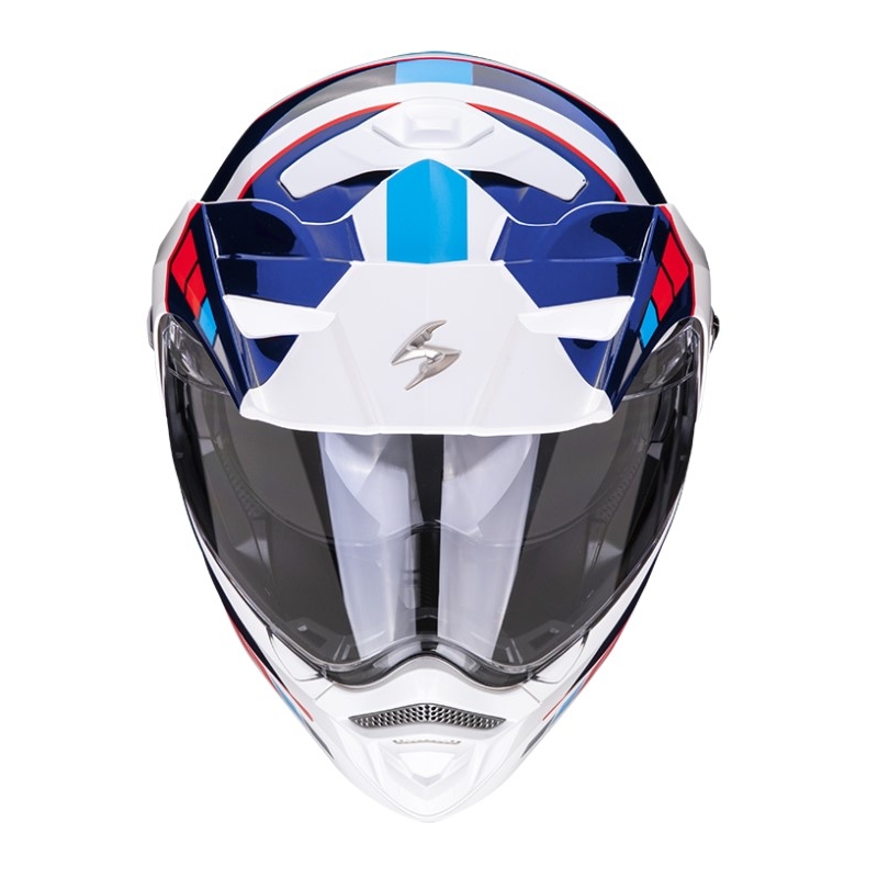 Cască de motocicletă SCORPION ADX-2 CAMINO pearl alb-albastru-roșu lichidare