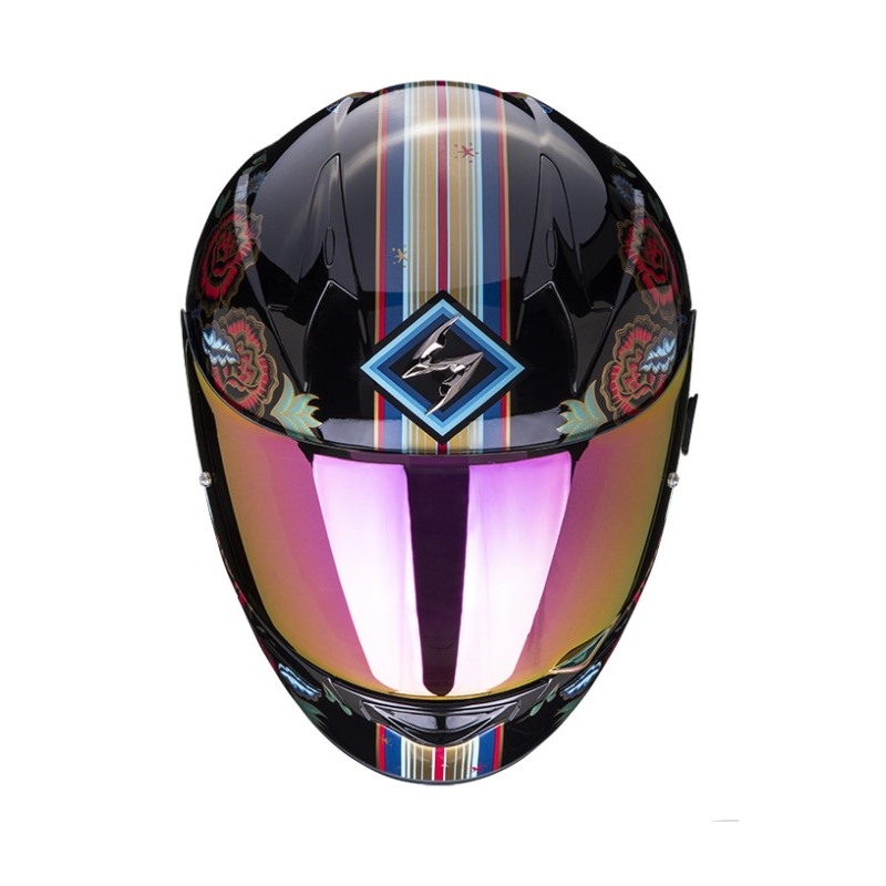 Cască integrală pentru motociclete SCORPION EXO-390 CHICA II negru-albastru-roz