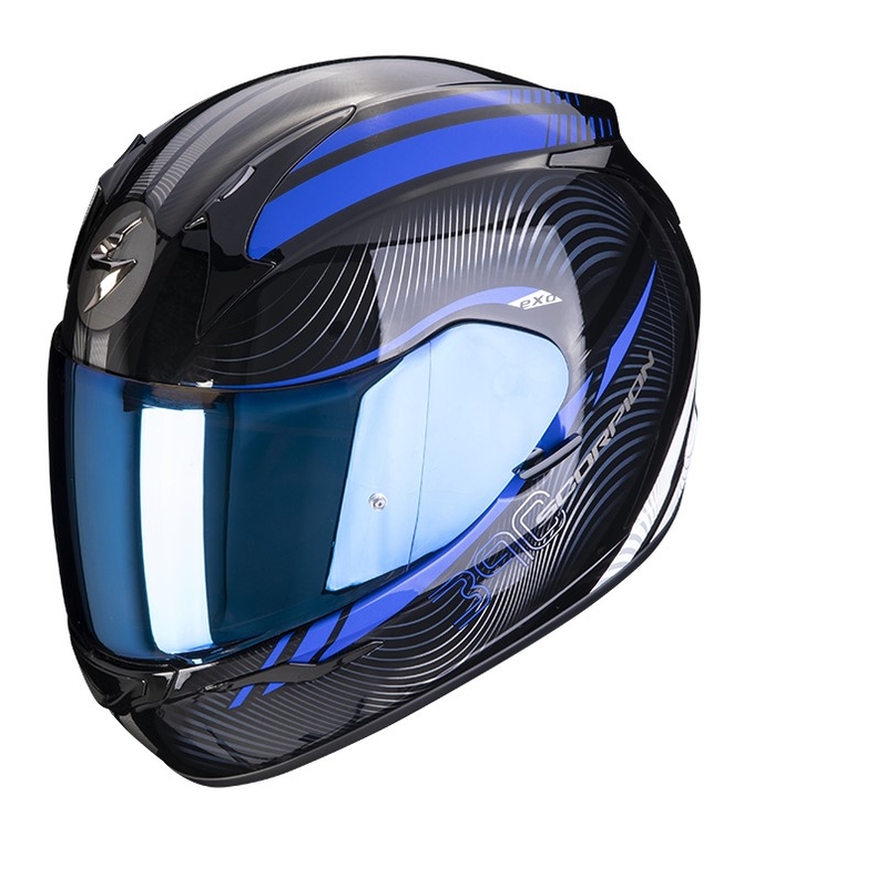 Cască integrală pentru motociclete SCORPION EXO-390 STING negru-albastru