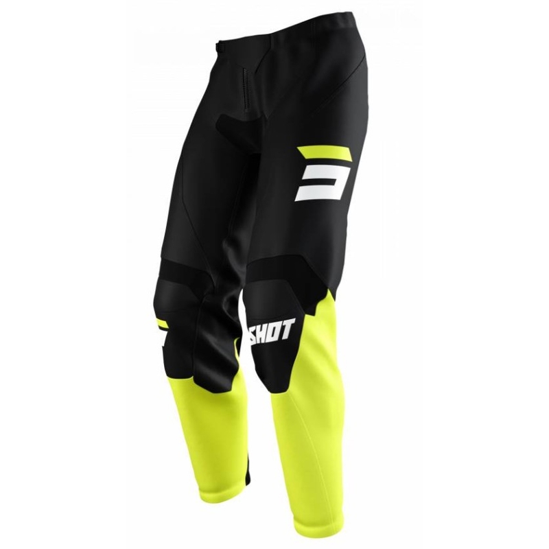 Pantaloni Motocross Shot Raw Burst negru-fluo galben lichidare