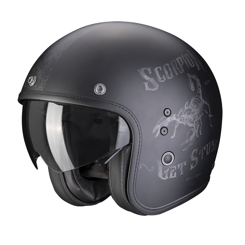 Cască deschisă SCORPION BELFAST BELFAST EVO PIQUE negru mat-negru-argintiu lichidare