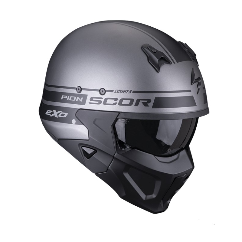 Cască de motocicletă SCORPION COVERT-X TUSSLE argintiu mat-negru