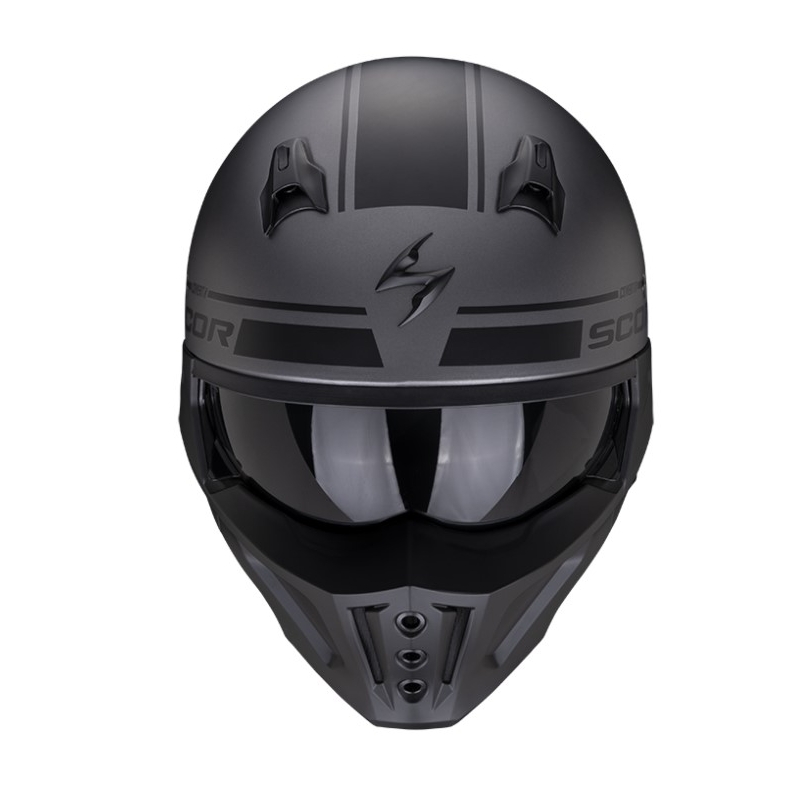Cască de motocicletă SCORPION COVERT-X TUSSLE argintiu mat-negru