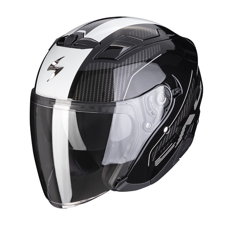 Cască de protecție deschisă Scorpion EXO-230 Condor negru metalizat și alb