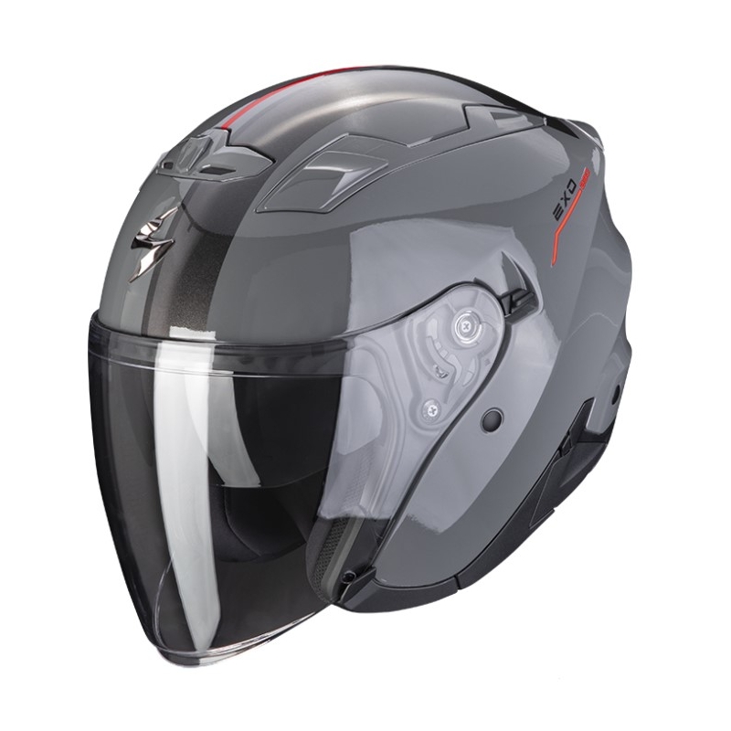 Cască deschisă Scorpion EXO-230 SR ciment gri-roșu lichidare