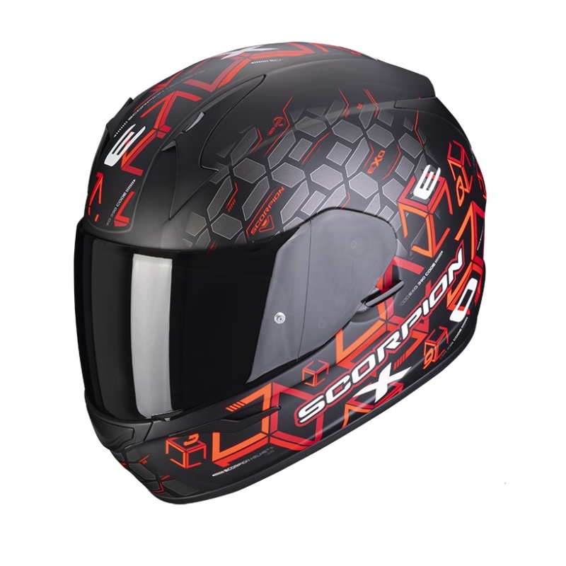 Cască integrală Scorpion EXO-390 Cube negru-roșu