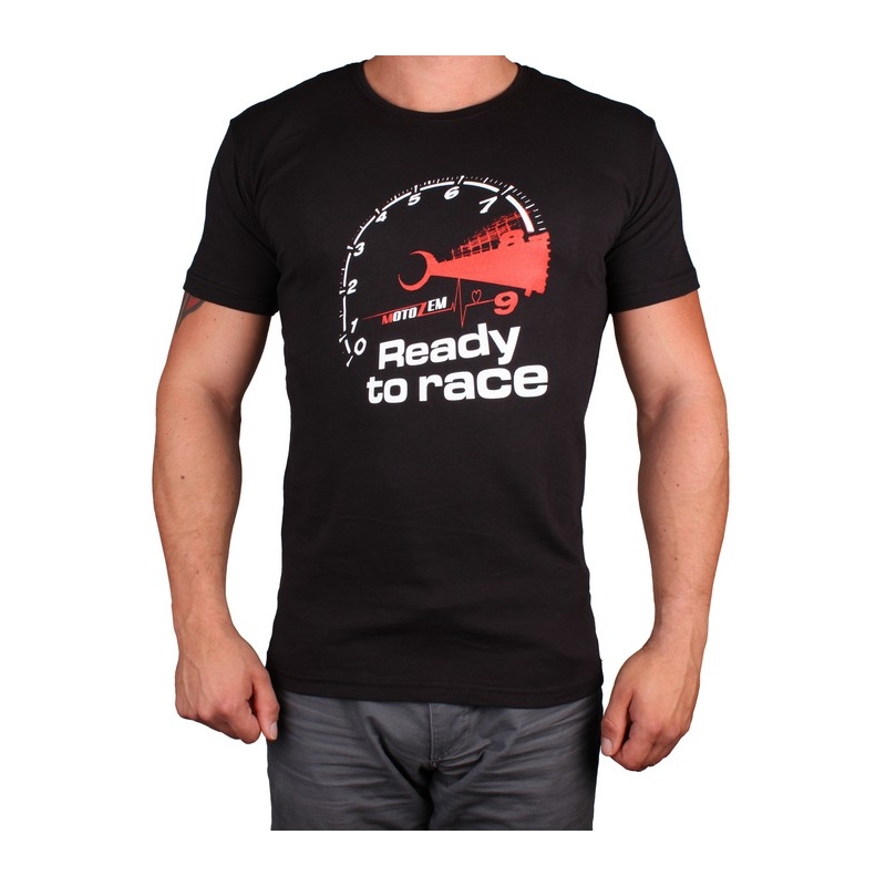 Tricou s motivem MotoZem Ready to race negru lichidare