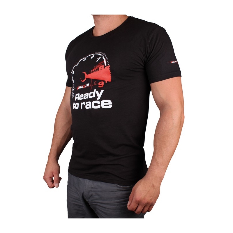 Tricou s motivem MotoZem Ready to race negru lichidare