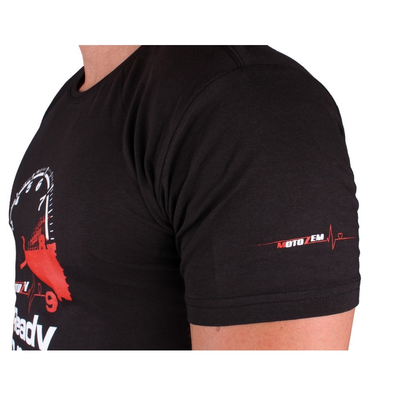 Tricou s motivem MotoZem Ready to race negru lichidare