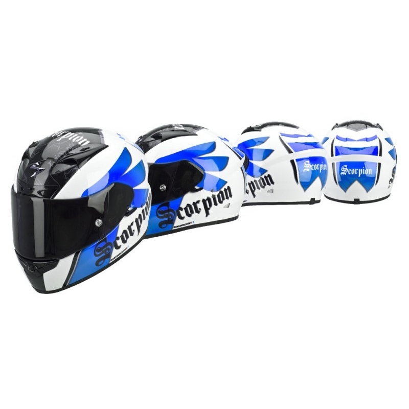 Cască integrală Scorpion EXO-710 Knight alb-albastru lichidare