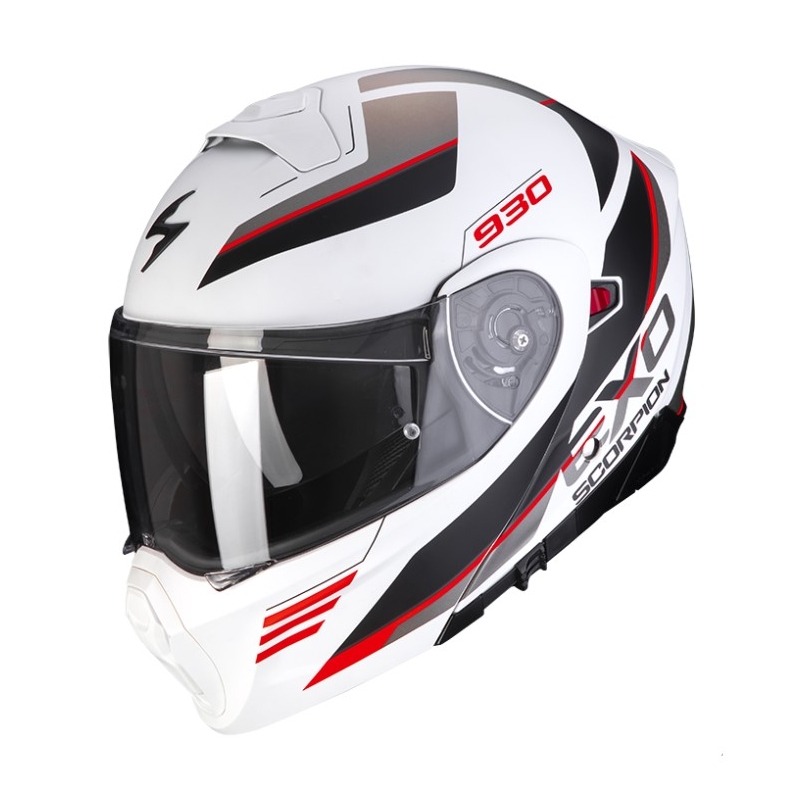 Cască de motocicletă Scorpion EXO-930 NAVIG mată alb-negru-roșu